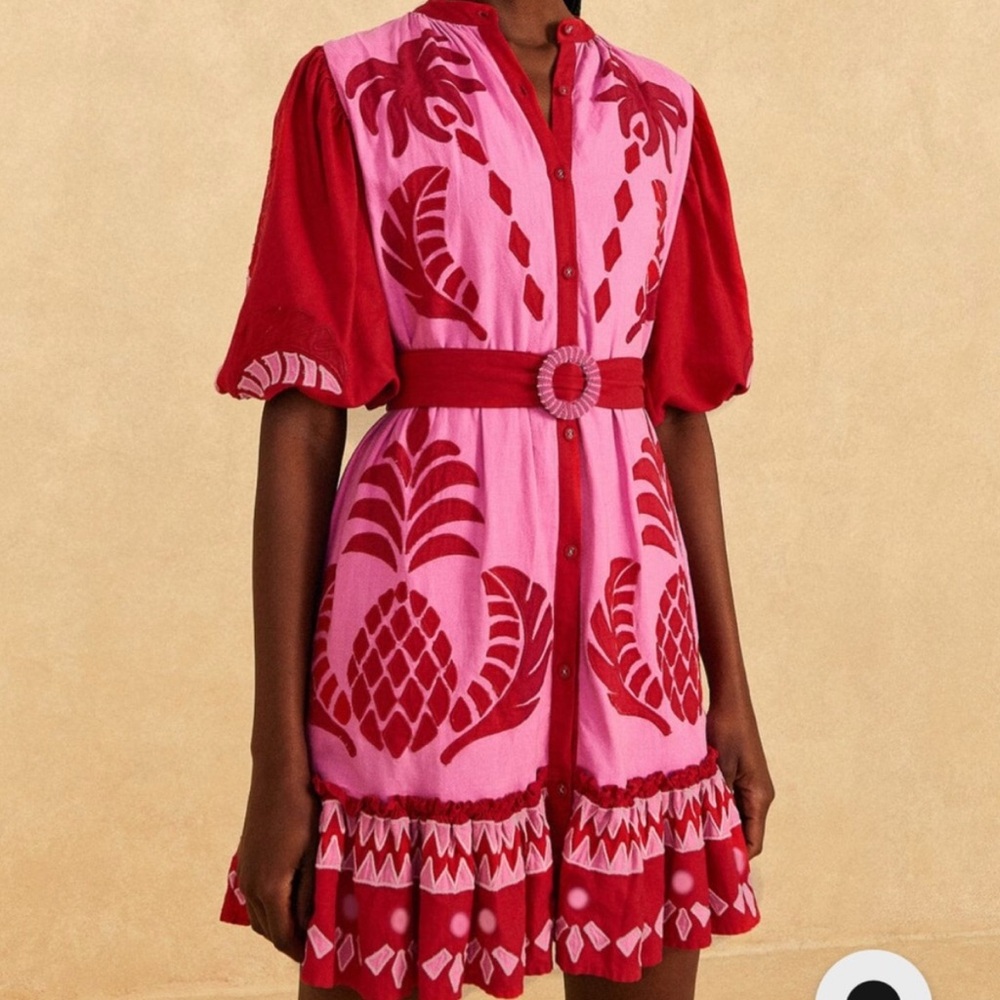 FARM RÍO NWT SOLD OUT PINK AND RED EMBROIDERED DRESS $295 XS/S